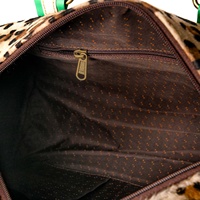 Sac de voyage de luxe personnalisé en cuir véritable de marque, grande capacité, bagage à main, valise à fermeture éclair, sac à main pour femme avec imprimé léopard