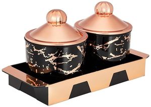 Juego de dos recipientes de metal con acabado dorado de lujo, diseño floral en la tapa, pulido a mano, ideal para regalo. - Product Image 3