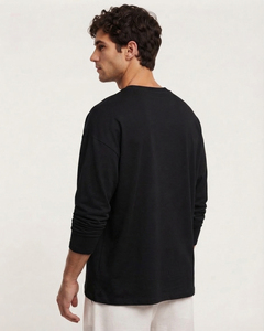 T-shirts à manches longues respirants 220 g/m² pour hommes, surdimensionnés, imprimés sur mesure, col en V, haut de jogging, coupe ample, en coton - Product Image 5