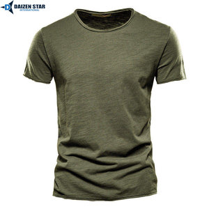 เสื้อยืดถักทรงเข้ารูปคอกลมแขนสั้นสีกรมท่าสำหรับผู้ชาย - Product Image 6