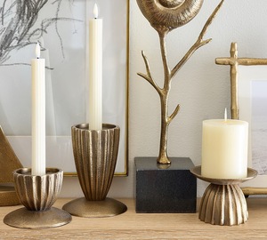 Support de bougie pilier sur mesure en fer plaqué laiton, fait main, pour centre de table de mariage, décoration de table pour fêtes à domicile - Product Image 1