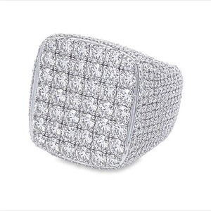 Iced Out Silver Plated 925 Sterling Silver VVS Moissanite <b>Diamond</b> Fashionable Hip Hop Style <b>Diamond</b> <b>Ring</b> - Product Image 1