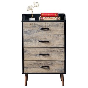 Commode pliable en tissu à 4 tiroirs en chêne pour sous-sol et appartement, gris et noir - Product Image 6