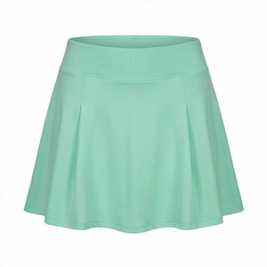 Women's Mint Green Pleated A-Line Mini <b>Skirt</b> <b>Elastic</b> Waist Breathable Sporty Style Solid Color All Seasons Wear - Product Image 1