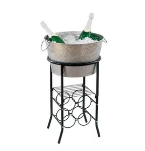 Cubo para hielo grande, de superficie lisa, redondo, de acero inoxidable, estilo antiguo, para champán, a un precio razonable. - Product Image 3