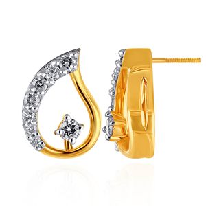 Boucles d'oreilles clous de luxe en or jaune pour femme, serties de diamants naturels taille brillant rond, pour mariage - Product Image 4