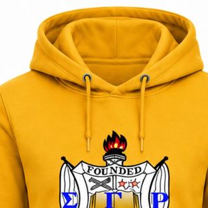 Women Custom Greek Gold Yellow Drawstring Hoodie Embroidered Crest Pullover <b>Long</b> Sleeve Hooded <b>Sweatshirt</b> Sorority College - Product Image 3