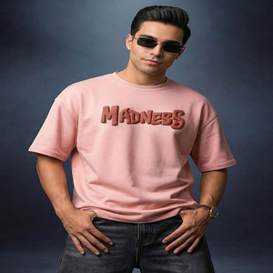 <b>Men's</b> <b>Pink</b> Solid Round Neck Short Sleeve <b>T</b>-<b>Shirt</b> 100% Cotton Quick Dry Anti-Wrinkle Custom Design Regular Fit Street Style - Product Image 1