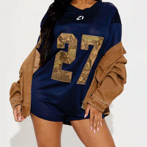 Camiseta Deportiva Transpirable de Malla Azul Marino Oversize para Mujer, Estilo Fútbol Americano, con Estampado de Número, Ropa Urbana y de Equipo, Fabricante Personalizado - Product Image 2