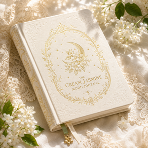 Cuaderno LABON Cream Jasmine Moon Journal con cubierta de PU y estampado dorado celestial, con puntos, logotipo personalizado, venta al por mayor, regalo estético a medida. - Product Image 2
