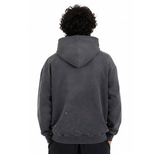 Sweat-shirt à capuche oversize à séchage rapide pour homme, en coton French Terry, style streetwear décontracté, avec logo frontal et design délavé, manches classiques - Product Image 3