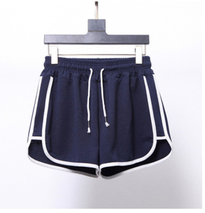 <b>Women's</b> Navy <b>Blue</b> Loose Knit <b>Shorts</b> With White Trim Elastic Waist - Product Image 2