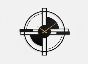 Modern Geometric Metal Wall <b>Clock</b> Abstract Round Designer <b>Clock</b> Black White Decorative <b>Clock</b> Contemporary Minimalist Wall <b>Art</b> - Product Image 2