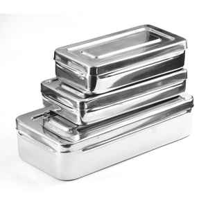 Boîte de rangement pour instruments chirurgicaux dentaires de haute qualité avec couvercle en acier inoxydable, manuelle, certifiée CE ISO - Product Image 1