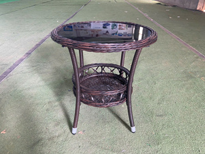 Wholesale Price Modern PE Wicker Rattan <b>Round</b> Coffee <b>Table</b> KD with Tempered Glass Top for Garden <b>Patio</b> Classic All-Weather - Product Image 4