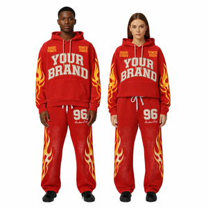Conjunto de Sudadera con Capucha y Pantalones Deportivos Extra Grandes Ecológicos de Marca Privada, Logotipo Personalizado, Chándal de Algodón Grueso, Fabricante OEM - Product Image 3