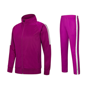 Ensemble de survêtement violet pour femme, manches longues, col montant, fermeture éclair sur le devant, style sportif, vêtement d'automne, matière polyester respirante - Product Image 4