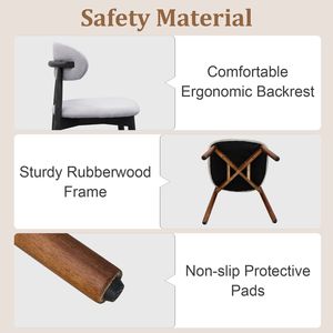 Sedie da pranzo imbottite in cotone e lino blu lavato con gambe in legno massello nero (set di 2) - Product Image 3