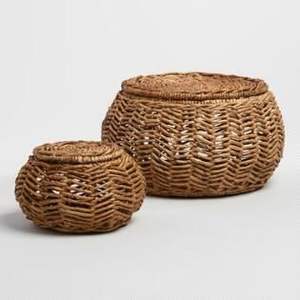 Cesta de Almacenamiento de Mimbre Tejida a Mano Estilo Boho, Cesta Organizadora de Mimbre Natural para Decoración del Hogar - Product Image 2