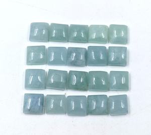 พลอยอะความารีนสีฟ้ามิลค์กี้บลูทรงเหลี่ยมแบบคาโบชอง ขนาด 6x6 มม. 8x8 มม. 10x10 มม. 12x12 มม. พลอยธรรมชาติ 100% สำหรับทำเครื่องประดับ - Product Image 2