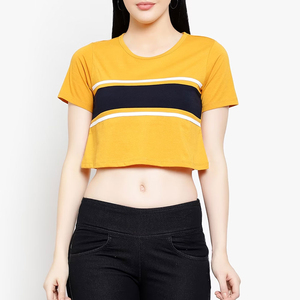 เสื้อครอปท็อปวินเทจสำหรับผู้หญิง เสื้อครอปออกกำลังกายแขนสั้น เสื้อโยคะลำลอง เสื้อยืดวิ่งแบบสปอร์ต รับผลิตตามสั่ง ขายส่ง - Product Image 4