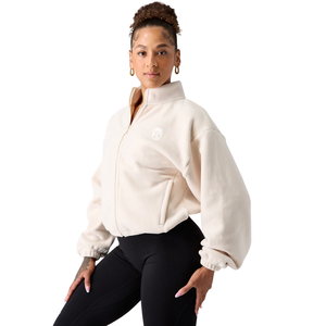 Veste zippée en polaire pour femme, couleur crème, douce et chaude, manches longues, décontractée, pour la maison ou l'extérieur, confort quotidien - Product Image 2