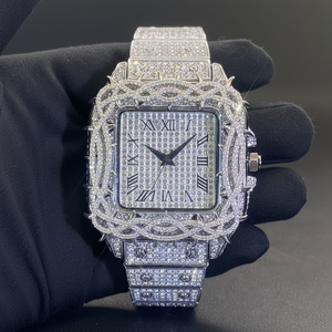 Luxury Full Iced Out VVS1 D Color Moissanite <b>Automatic</b> Mechanical <b>Skeleton</b> Dial Men's Stainless Steel Glass <b>Watch</b> - Product Image 1