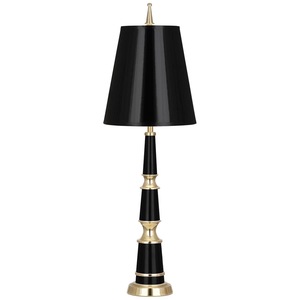 Lampe de table moderne de luxe en laiton avec abat-jour en tissu haut de gamme, éclairage d'appoint élégant pour chambre et salon - Product Image 1