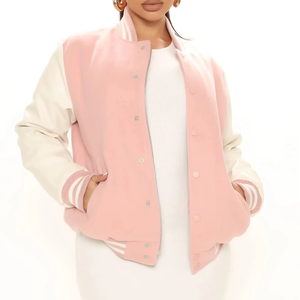 Chaqueta Varsity de Invierno para Mujer, Diseño Elegante, Nueva Colección, Tendencia Actual, Logotipo Personalizado, Tejida, Precio Bajo, Poliéster/Algodón - Product Image 1