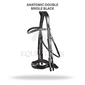 Brida Anatómica Doble Negra Tamaño Completo para Equitación Inglesa y Doma Clásica - Product Image 2