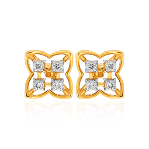 Pendientes de Diamantes Florales Elara, Oro Amarillo de 18K, Diseño de Racimo Floral, Diamantes Cultivados en Laboratorio de Corte Redondo, Joyería Fina de Lujo para Mujer - Product Image 1