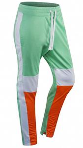 Ensemble de survêtement unisexe vert et orange à blocs de couleur, 100 % coton, à capuche, manches longues, sweat-shirt à cordon de serrage, poches latérales, style sportif décontracté - Product Image 3