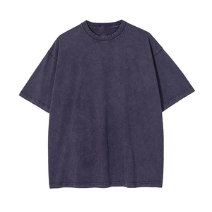 เสื้อยืดโอเวอร์ไซส์แบบย้อมสีเอซิด 100% ผ้าฝ้ายเนื้อหนา ทรงวินเทจ คอกลม แขนสั้น เสื้อเปล่าสไตล์สตรีทแวร์ รับสกรีนโลโก้ รับผลิตแบบ OEM ODM - Product Image 1