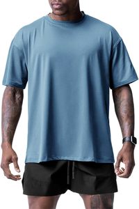 เสื้อยืดคอกลมแขนสั้นสีฟ้าอ่อนสำหรับผู้ชาย ผ้าฝ้ายเจอร์ซีย์ 100% ทรงปกติ สวมใส่สบาย สีพื้น ระบายอากาศได้ดี ดีไซน์แบบถัก - Product Image 4