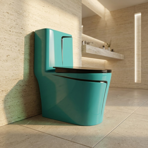 Inodoro de Cerámica Brillante con Línea Decorativa Negra, Moderno, de Una Pieza, en Tendencia - Product Image 3