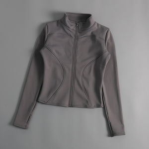 Chaqueta Deportiva de Yoga para Mujer, Otoño Invierno, Corte Ajustado, Manga Larga, Cuello Alto con Cierre, Estampado, Ropa Deportiva para Correr - Product Image 3