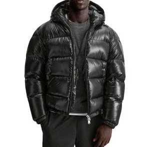 Veste matelassée unisexe à capuche pour l'hiver, en toile et polyester, coupe-vent, fermeture éclair sur le devant, coupe décontractée, color block - Product Image 1
