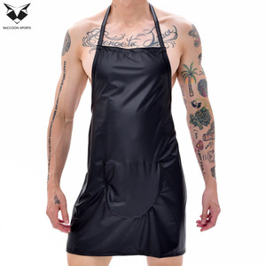 Tablier en cuir sexy pour homme, tenue de club exotique, tablier ouvert sur le devant pour homme, uniforme de fête, tablier de serveur en similicuir, costume de fête professionnel - Product Image 2