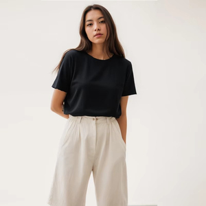 Camiseta de Mujer de Manga Corta, Tejido Jersey de Algodón y Fibra de Bambú, Antiencogimiento, 200 Gramos, Estilo Y2K, Casual y Cómoda - Product Image 3