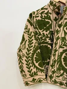 High Quality Cotton Velvet Suzani Embroidered Boho <b>Hippie</b> Indian Women Winter <b>Jacket</b> Breathable Windproof Coat Resort Wear - Product Image 5