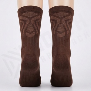 Crew <b>Socks</b> Solid <b>Brown</b> 100% Cotton Breathable Knitted Regular Fit Adult Autumn Casual Daily Wear - Product Image 2