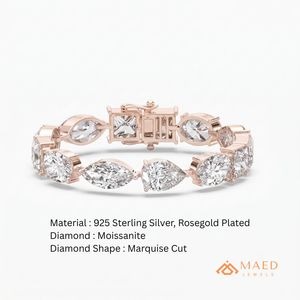 กำไลข้อมือฮิปฮอปประดับมอสซาไนต์ทรงต่างๆ  โทนสีโรสโกลด์  หรูหรา  เงินแท้ 925  เหมาะสำหรับงานปาร์ตี้  ของขวัญสุดพิเศษ - Product Image 6