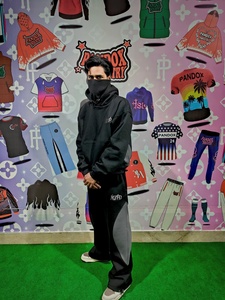 Custom Logo Two Panel <b>Embroidery</b> Tracksuit <b>Set</b> for Men 450 GSM Cotton Fleece Sweatshirt & Jogger Pants - Product Image 3