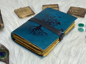 Vedant <b>Leather</b> Diary Tree Design Blue Cover Hardcover Journal with Spiral Binding 100 <b>Sheets</b> for Gift - Product Image 2