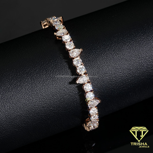 กำไลเทนนิสฮิปฮอปประดับเพชรโมอิสซาไนต์แบบ Iced Out ทำจากเงินแท้ 925 พร้อมประดับด้วยพลอยทรงหยดน้ำและทรงกลมสลับกัน - Product Image 5