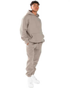 OEM High Quality Custom Breathable Streetwear Hooded Suit Print <b>Embroidery</b> Men's Sweatsuit Boxy Fit Cropped Hoodie <b>Set</b> for Men - Product Image 2