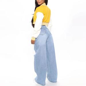 แจ็คเก็ตวาร์ซิตี้ทรงครอปหรูหราสำหรับผู้หญิง ปักตัวอักษรเชนิลล์ ระบายอากาศได้ดี ผลิตจากผ้าขนสัตว์ เหมาะสำหรับใส่ไปเรียนมหาวิทยาลัย - Product Image 3