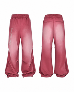 Custom Oversized Cropped Hoodie Baggy Sweatpants <b>Set</b> Logo Washed <b>Pink</b> Streetwear <b>Tracksuit</b> Winter Anti-Wrinkle 400 GSM 100% - Product Image 3
