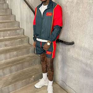 Perfectionists Men's Solid Tracksuit Set Half-Zip <b>Jacket</b> Shorts Breathable Polyester/Cotton Skinny Fit Streetwear Winter Casual - Product Image 4