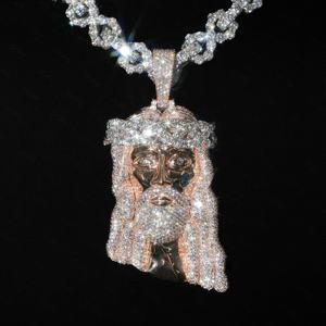 Colgante de Cristal con Rostro de Cristo, Joyas de Ámbar, Cristales Cultivados en Laboratorio, Chapado en Oro, Certificado IGI, Amuleto Religioso Hip Hop, Joyería Unisex - Product Image 2